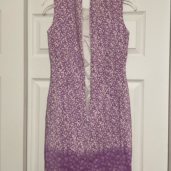 Talbots 100% Pure Silk Lavender Floral Dress - Size 2P - Picture 6 of 8
